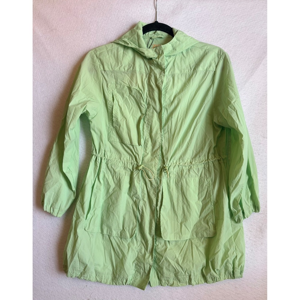 Zara Kids Mint Green Lightweight Hooded Utility Jacket Windbreaker Size 9-10 NWT